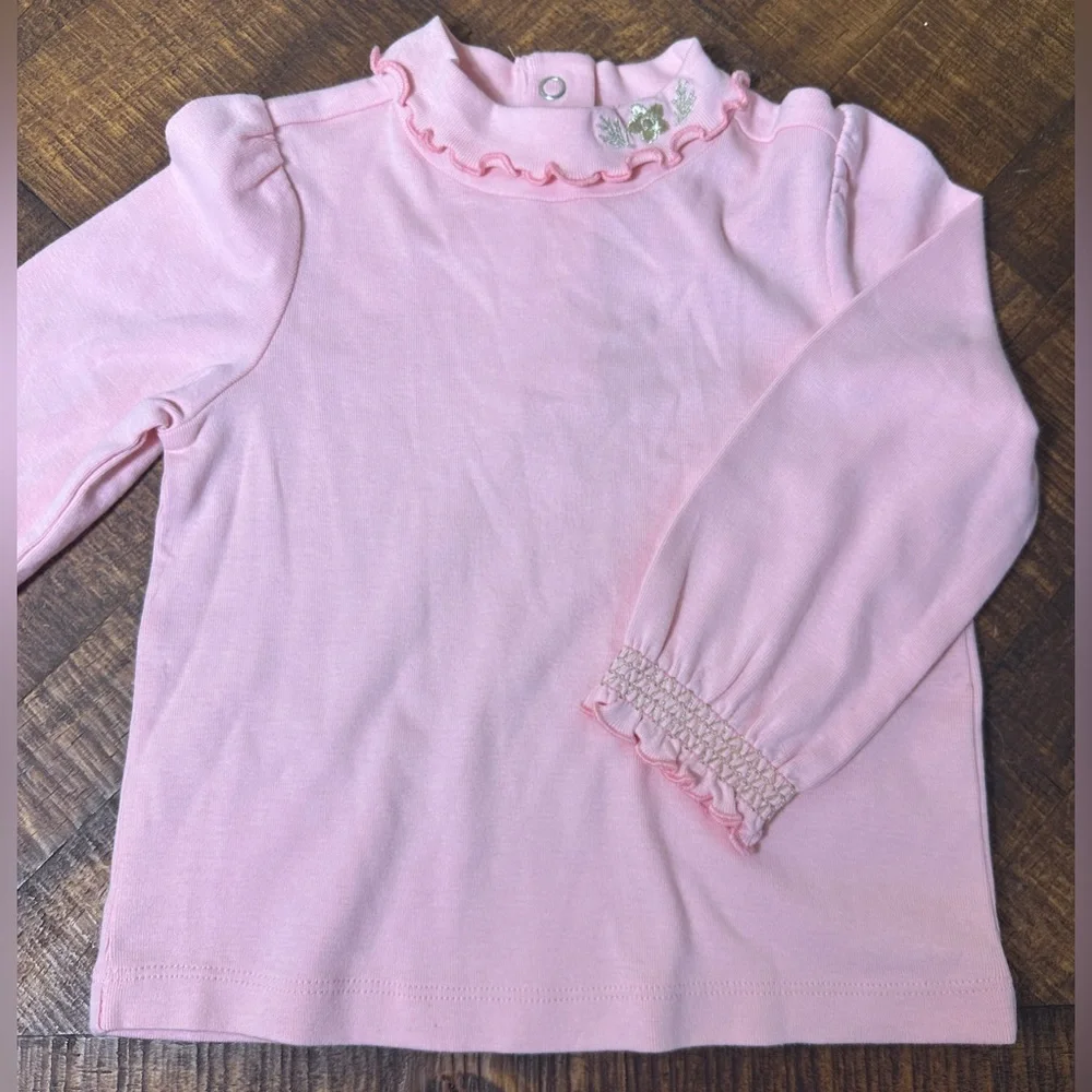 Gymboree 18-24 months Pink Ruffle Collar Gold Embroidery Shirt Glamorous